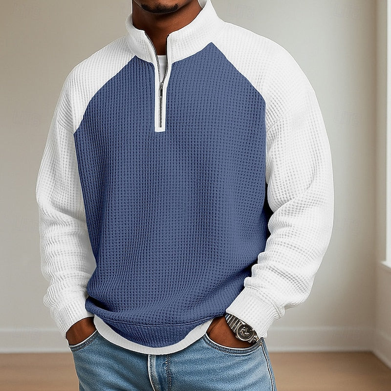 Textured Quarter-Zip Pullover for Men