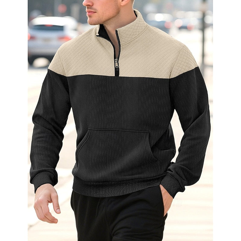 Quarter-Zip Sweatshirt for Men, Textured Style
