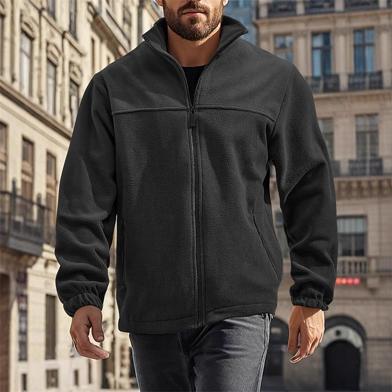 Stand-Collar Full-Zip Jacket for Men, Plus Size