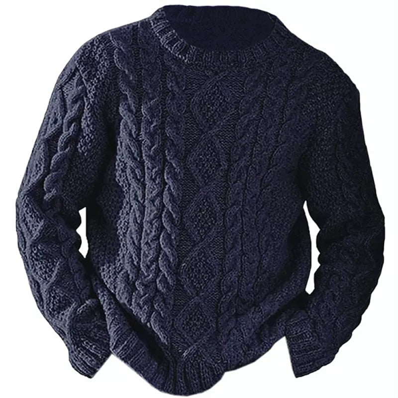 Cable Knit Crew Neck Sweater for Men