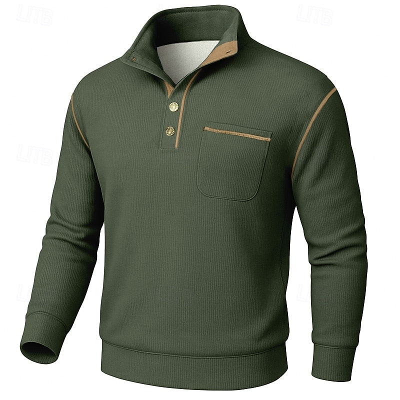 Half-Button Pullover for Men, Textured Style