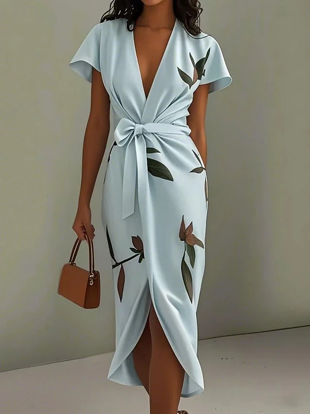 Wrap-Front Midi Dress for Women