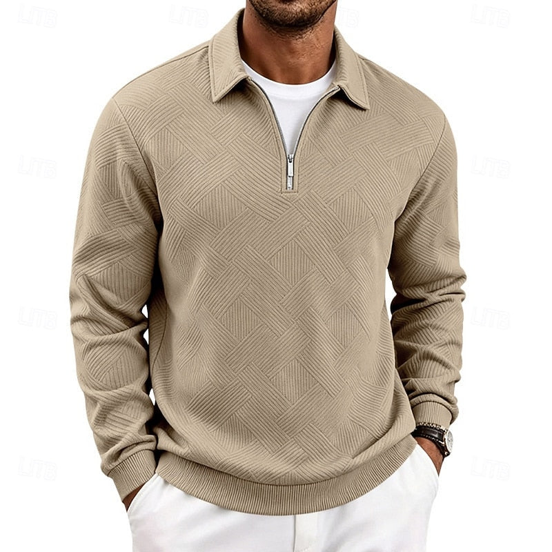 Textured Quarter-Zip Pullover for Men, Plus Size