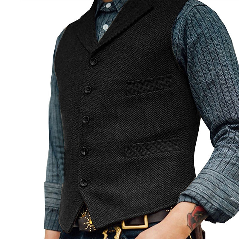 Herringbone Tailored Waistcoat for Men