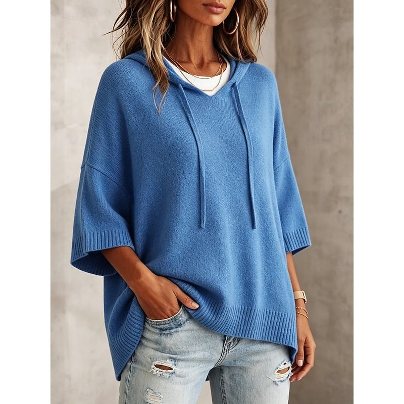 Relaxed Hooded Sweater for Women, Plus Size
