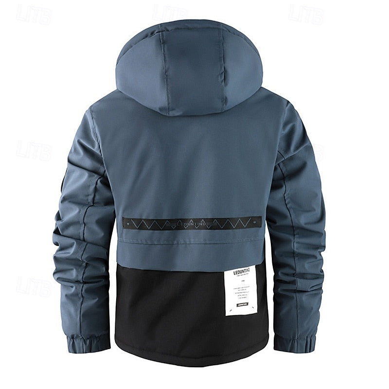 All-Weather Hooded Utility Jacket for Men, Plus Size