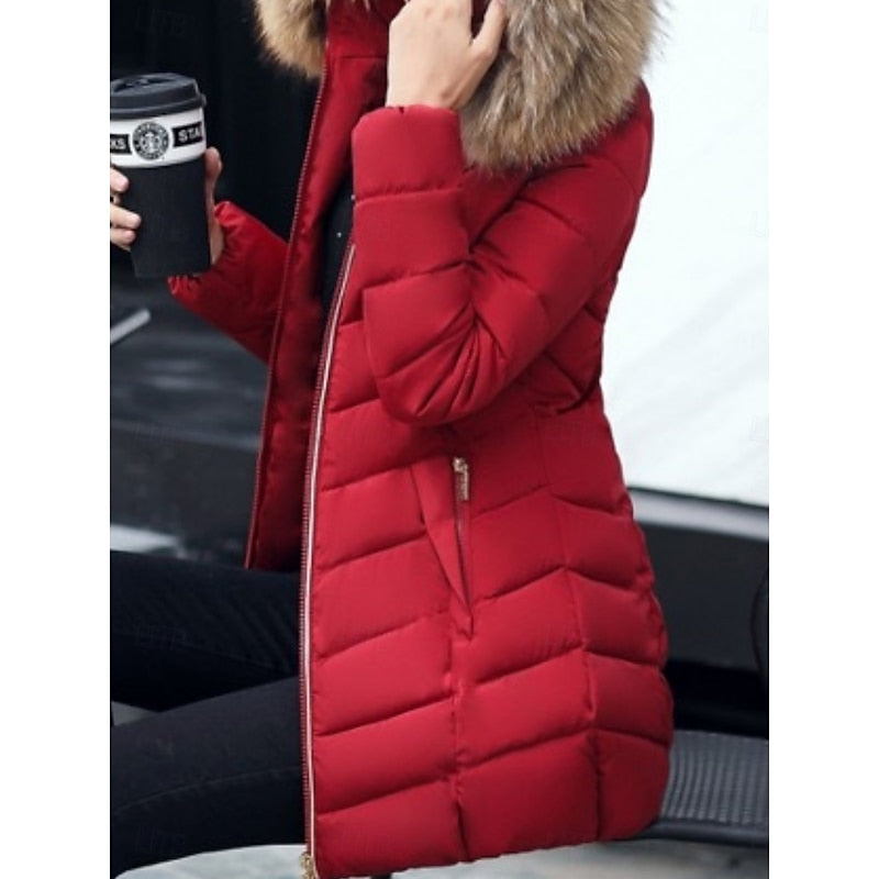 Hooded Quilted Winter Parka for Women, Plus Size