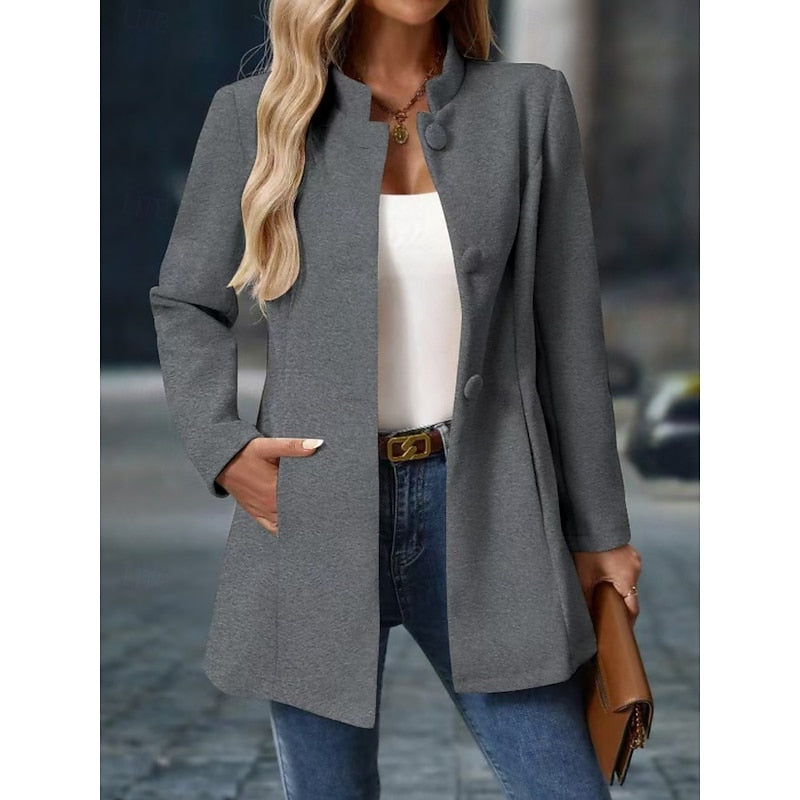 Stand-Collar Coat, Women's Elegant Fit