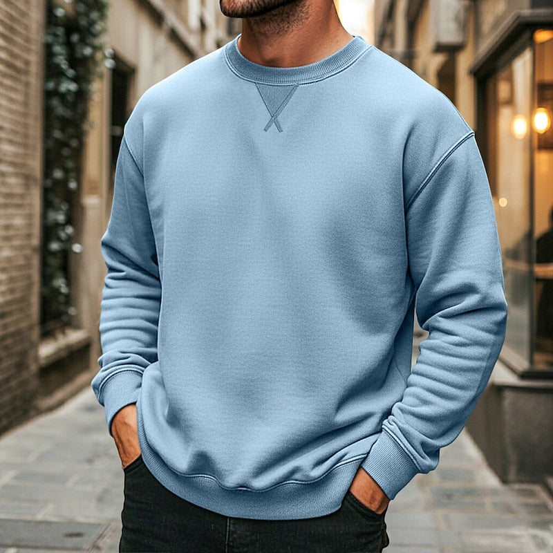 Crew Neck Sweatshirt for Men, Classic Style