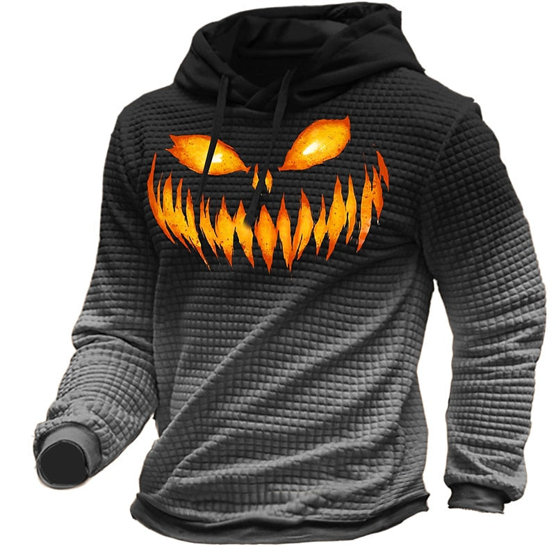 Halloween Textured Graphic Hoodie for Men, Plus Size