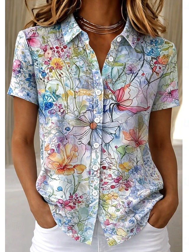 Blossom Short-Sleeve Shirt for Women