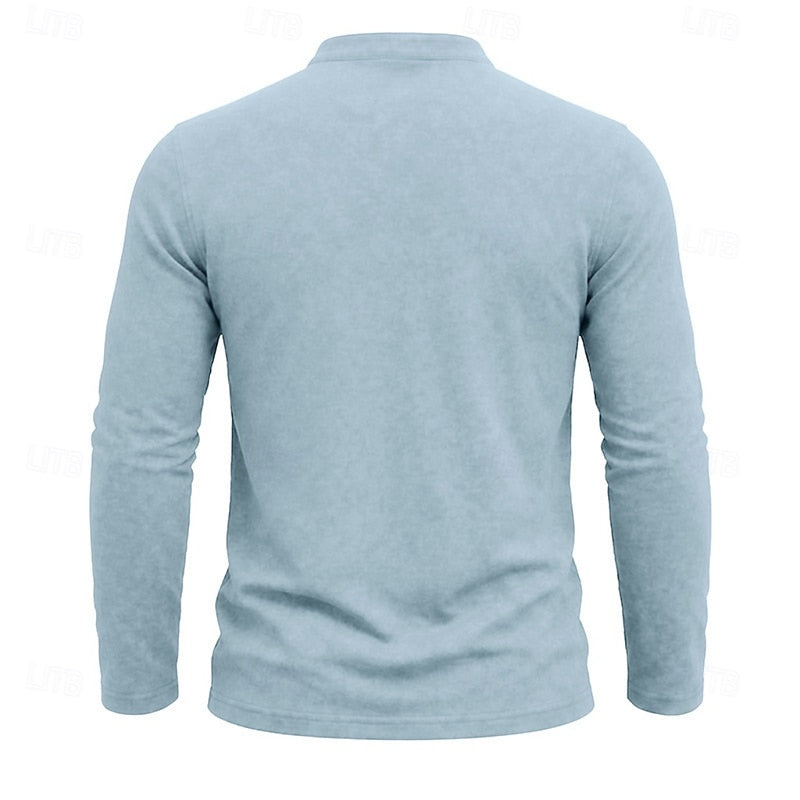 Classic Henley Long Sleeve Shirt for Men, Plus Size