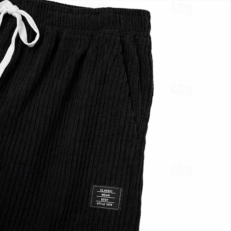Relaxed Ribbed Wide-Leg Pants for Men