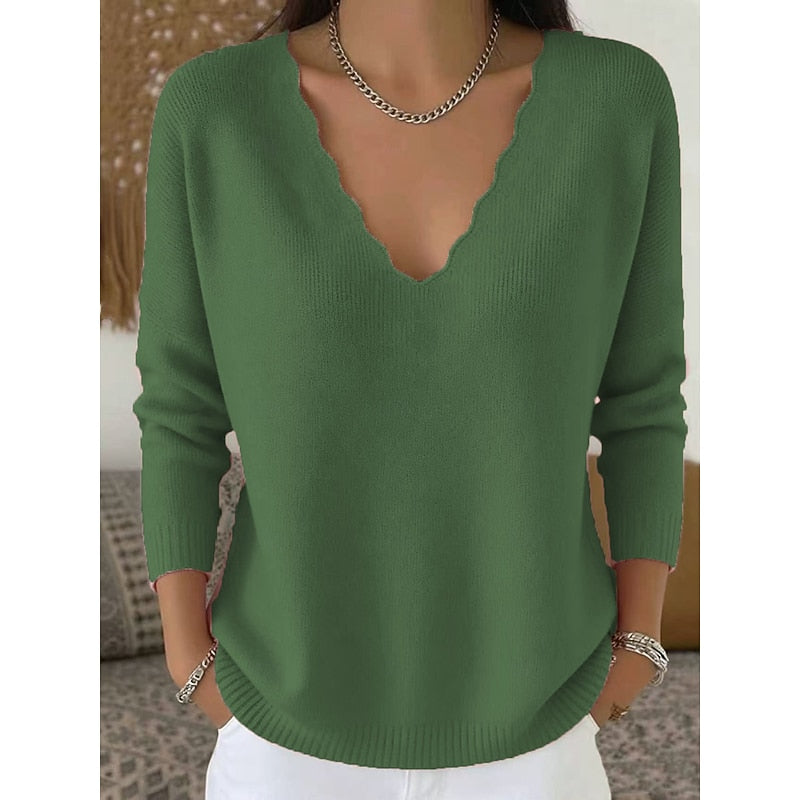 Scalloped V-Neck Halloween Pullover for Women, Plus Size