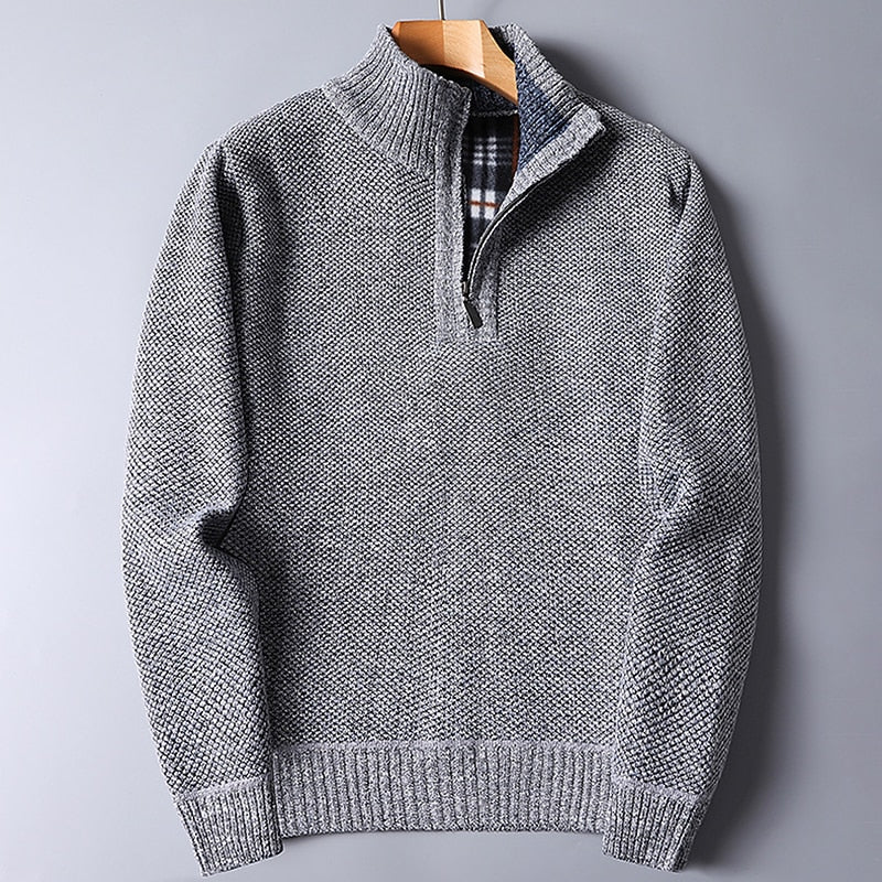 Quarter-Zip Stand Collar Sweater for Men