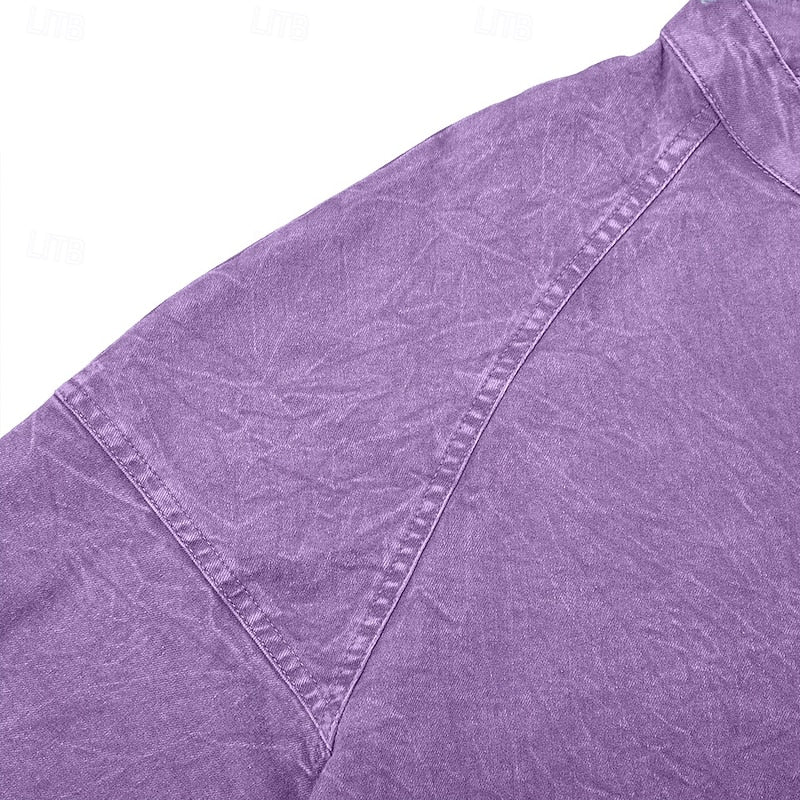 Vintage Washed Henley Shirt for Men, Plus Size