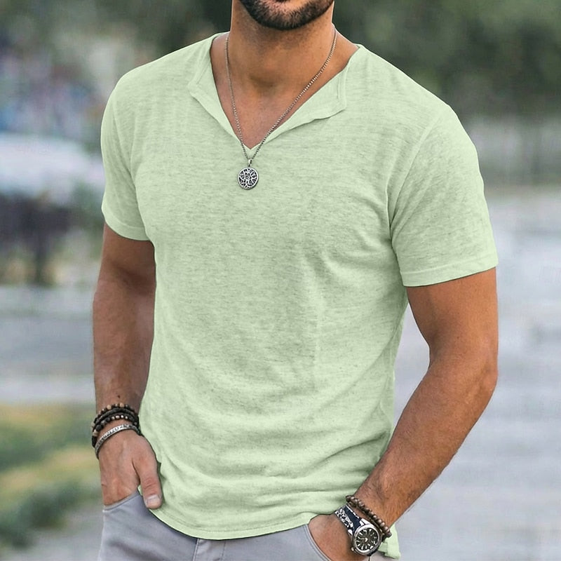 Relaxed V-Neck T-Shirt for Men, Plus Size