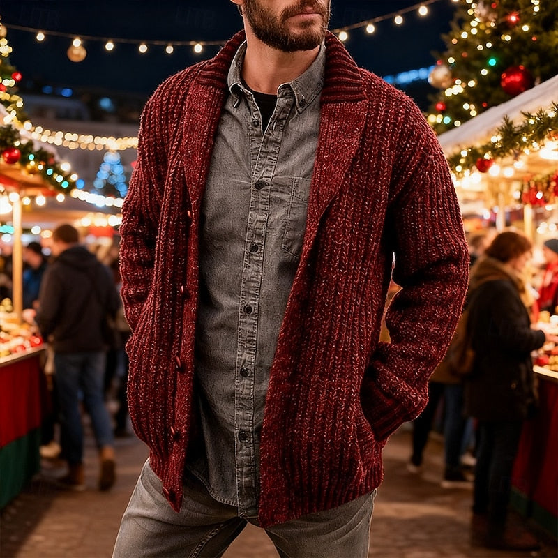 Shawl Collar Knit Cardigan for Men