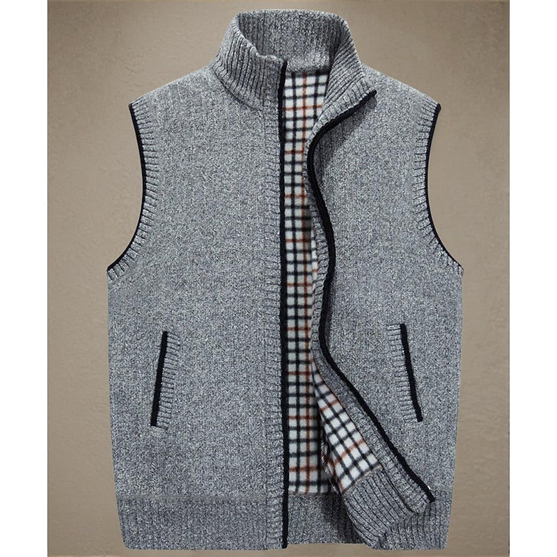 Stand-Collar Zip Vest for Men, Cozy Style