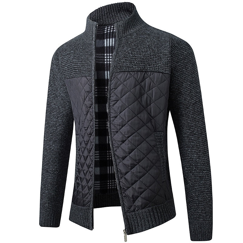 Zip-Up Stand Collar Cardigan for Men