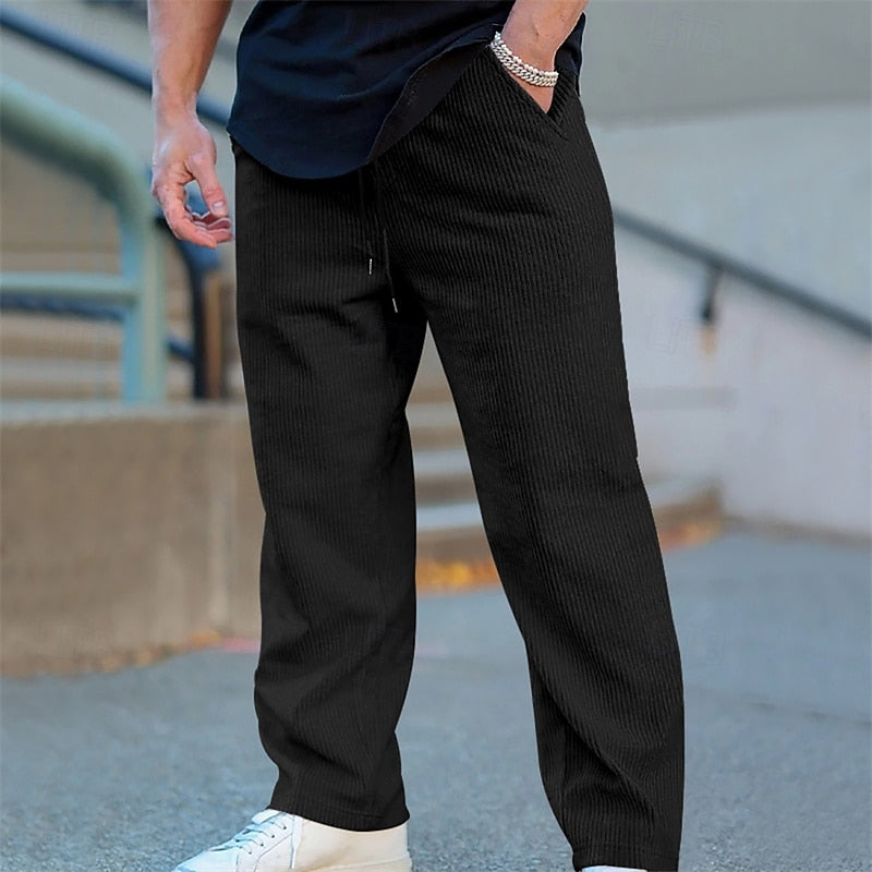 Ribbed Trousers for Men, Relaxed Style