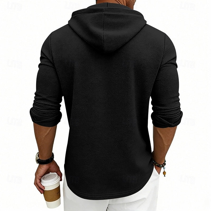 Hooded Henley Shirt, Men's Relaxed Fit