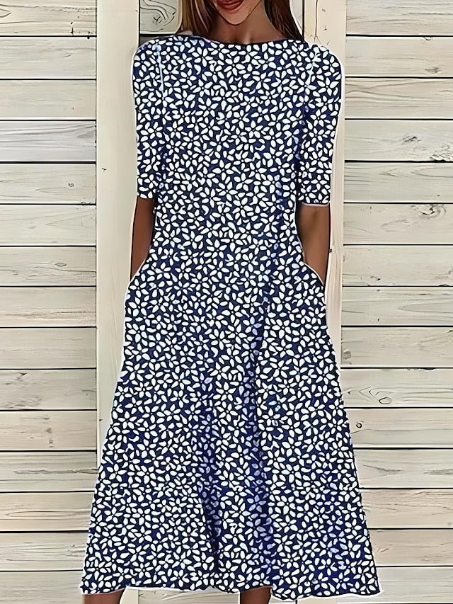 Classic Coastal Bloom Dress for Women, Plus Size