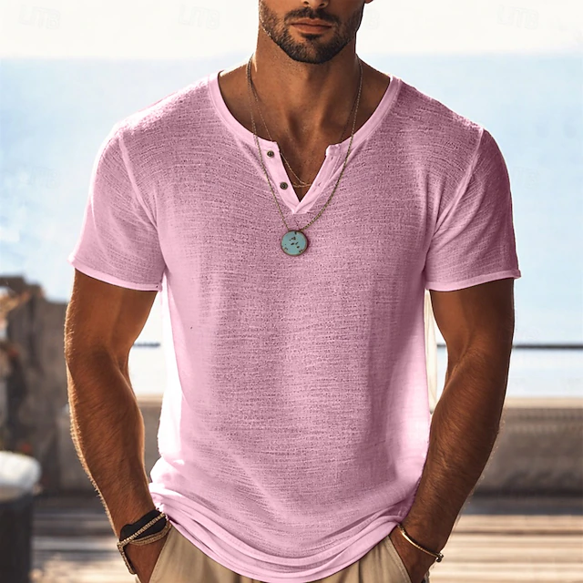 Henley T-Shirt for Men, Relaxed Style