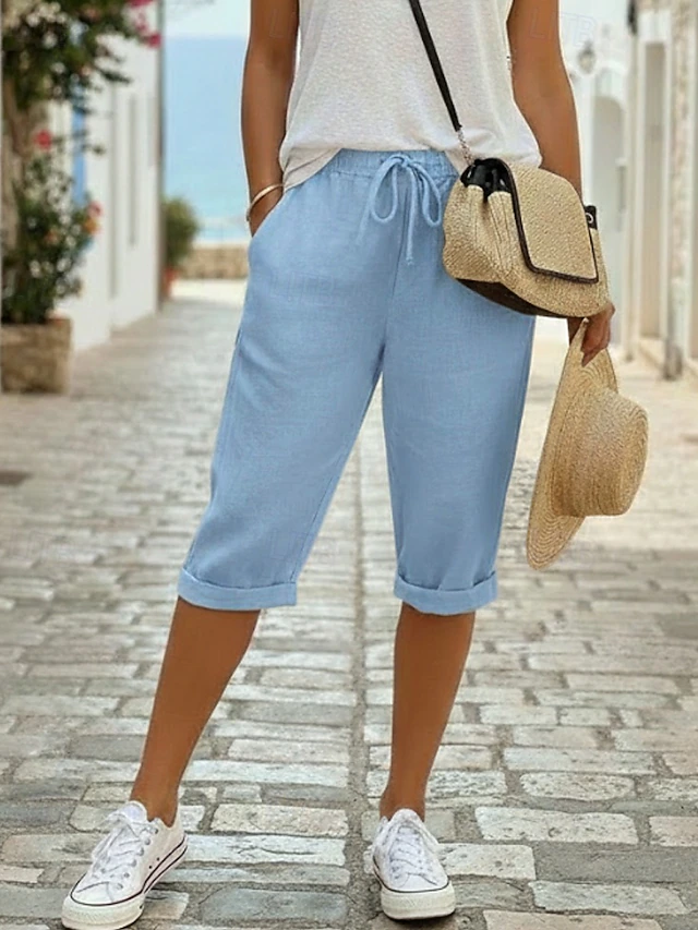 Drawstring Capris for Women, Relaxed Style